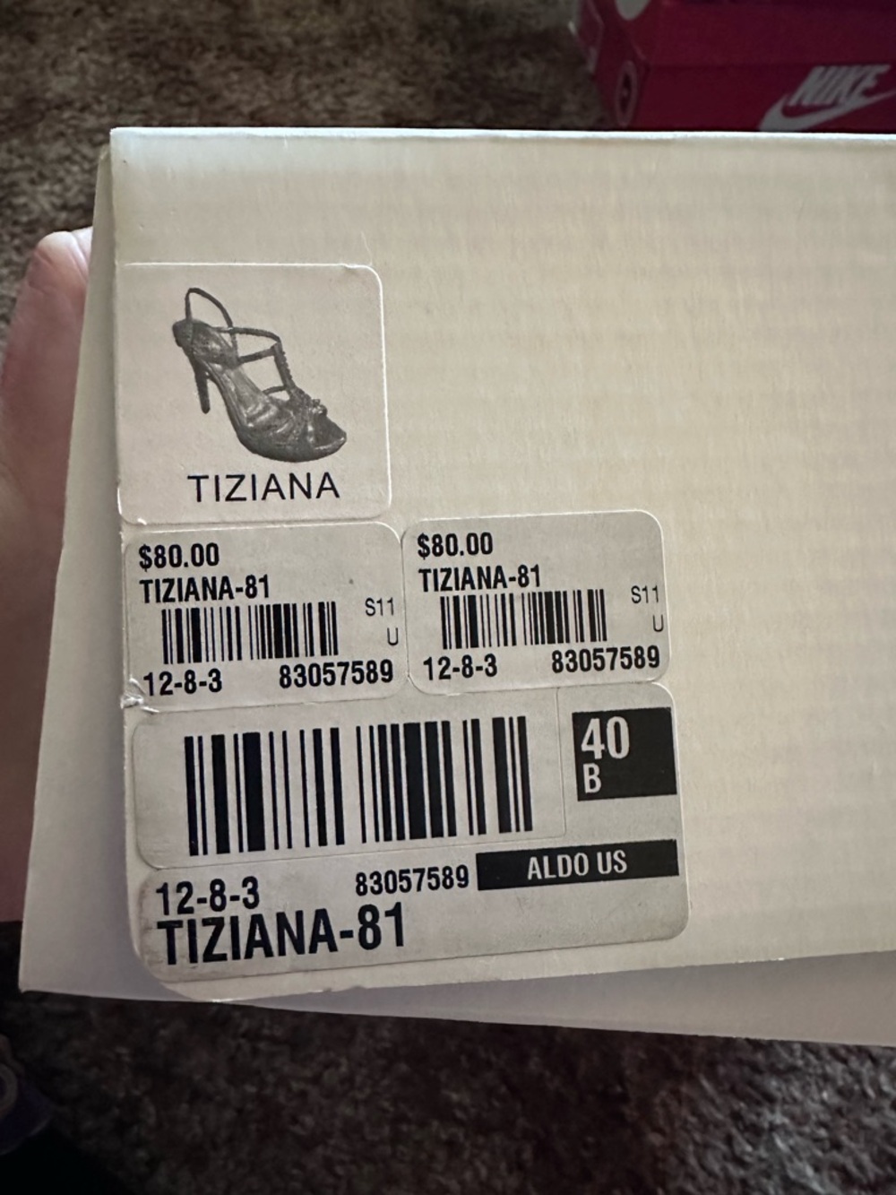 Nike Silver T-Strap Rhinestone Evening Heels - Picture 2 of 3